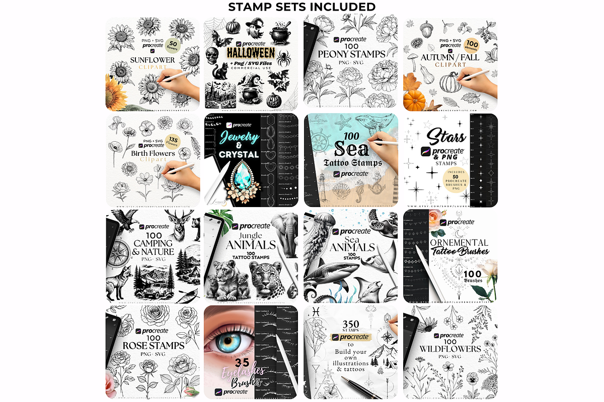 2000+ Procreate Stamps Bundle, a Brushes & More by LaurenceVArtiste (Photo 3 of 8)