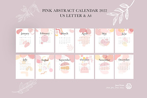 Printable Calendar 2022 - Pink Style