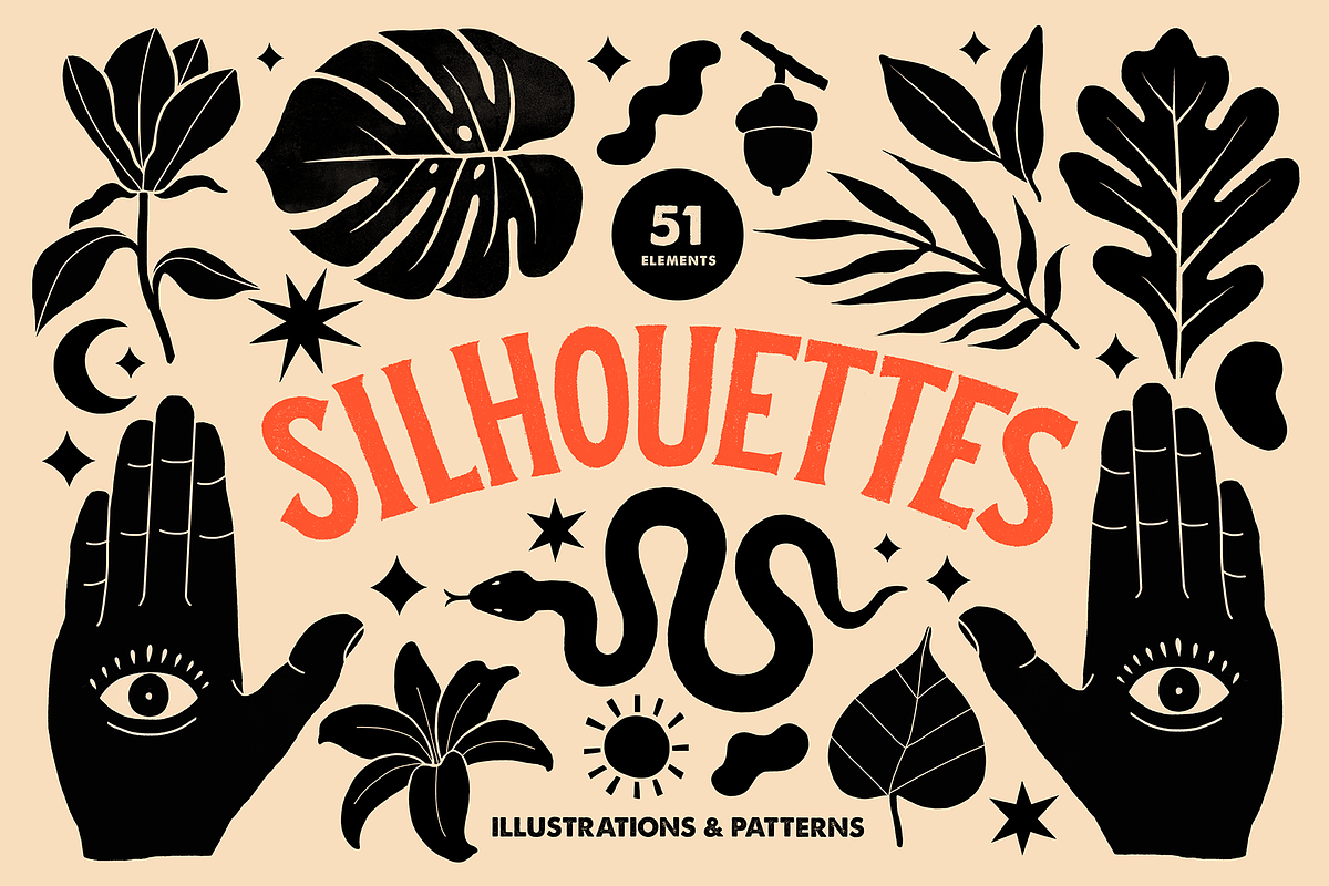 Silhouette Set - Linocut Blockprint, a Decorative Illustration by Rough Edges Supply Co. (Photo 1 of 11)