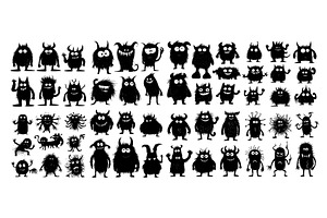 Monsters black ink vector set. Fangs, an Object Illustration by Onyx