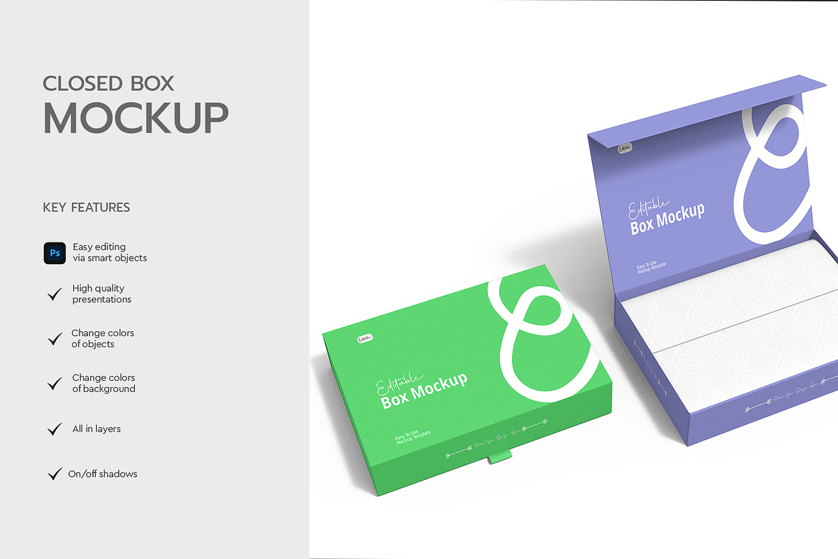Open and Closed Box Mockup Template