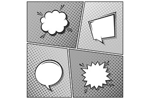Cartoon comic backgrounds set, an Illustration by 32pixels