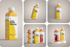 Square Juice Bottle Mockup - 5 PSD, a Packaging Mockup by Muhazdinata
