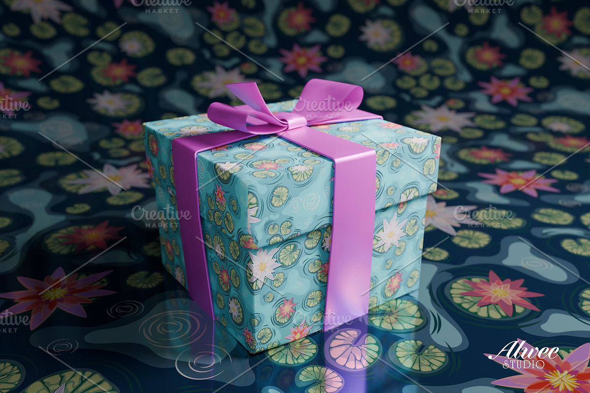 Bright Water Lily Seamless Pattern, a Pattern Graphic by Alwee Studio (Photo 3 of 6)