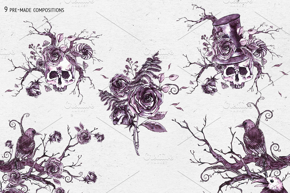 Creepy Halloween Clipart, a Seasonal Illustration by Depiano (Photo 5 of 10)