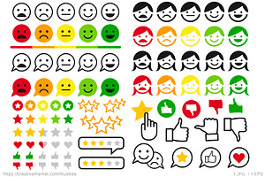 Rating, review flat vector icons