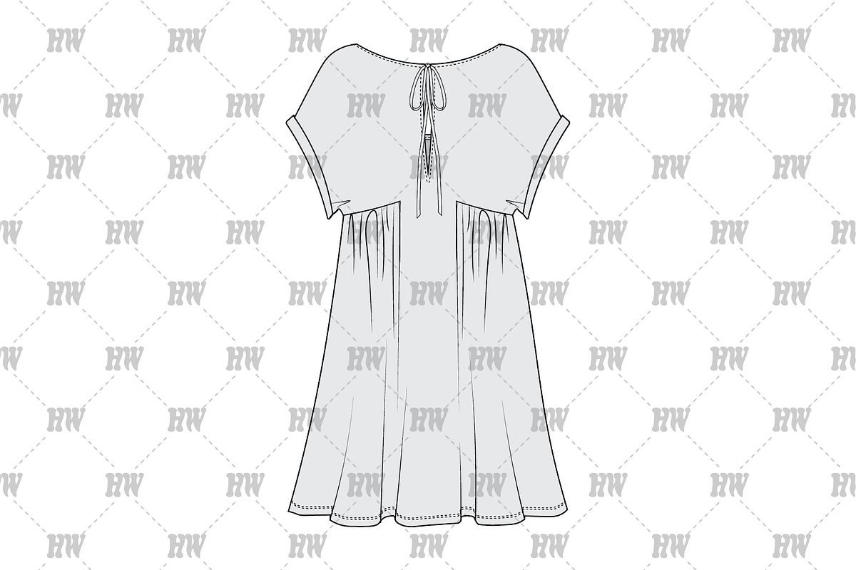 Dolman Sleeve Dress Fashion Flat, a Shirt Mockup by haydenwentworth (Photo 3 of 3)