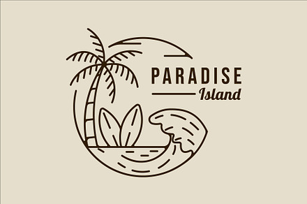 palm tree logo line art simple, a Branding & Logo Template by zyxroun shop