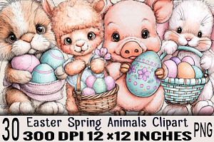 Easter Spring Animals Clipart Bundl, an Illustration by SVGArt