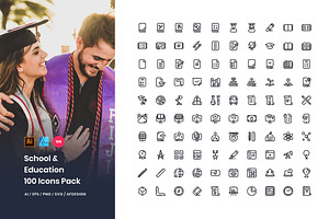 School & Education 100 Set Icon Pack, an Outline Icon by StringLabs