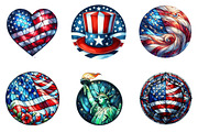 Round Stained Glass 4th of July Clip, an Illustration by DreamArtGraphic (Thumbnail 4 of 4)