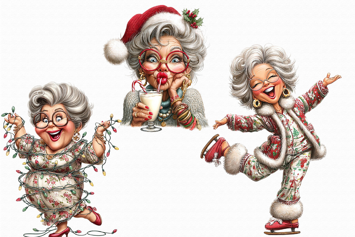 Funny Old Lady Christmas Sublimation, an Illustration by Libby Wishes (Photo 5 of 7)