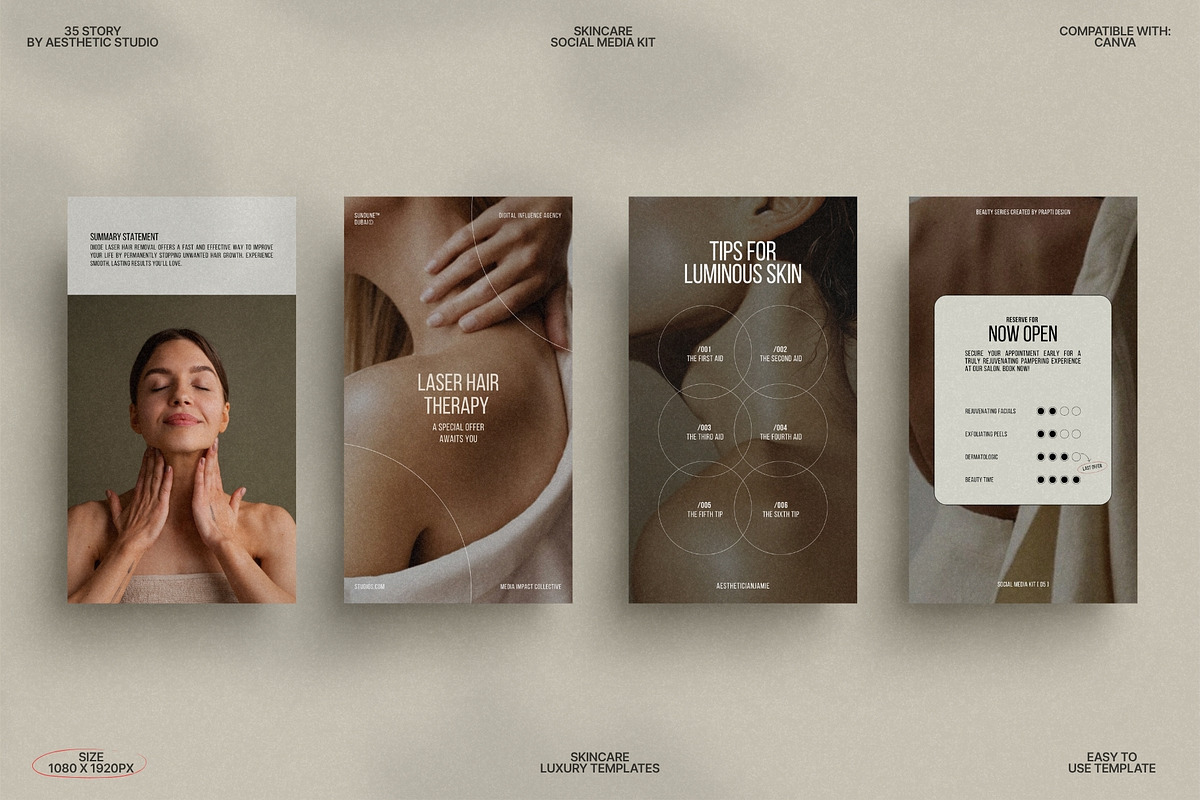 Minimal Skincare Stories Canva preview 7