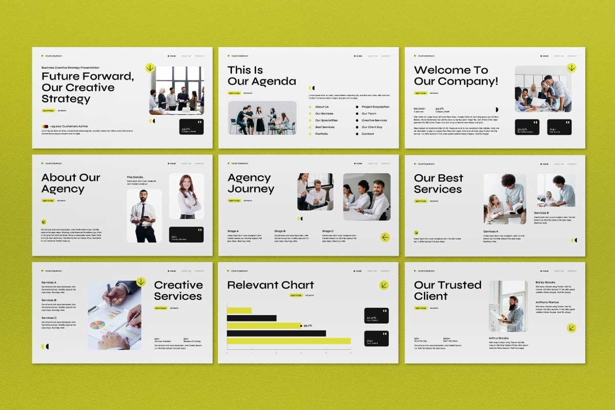 White Yellow Business Strategy PPT, a Presentation Template by graphicook (Photo 2 of 5)