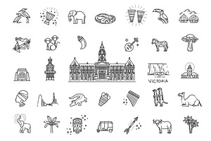 Africa jungle ethnic travel icons, an Outline Icon by Tettygreen