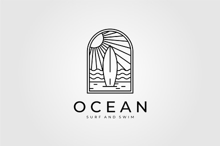 ocean surf line art logo vector, a Branding & Logo Template by lawoel