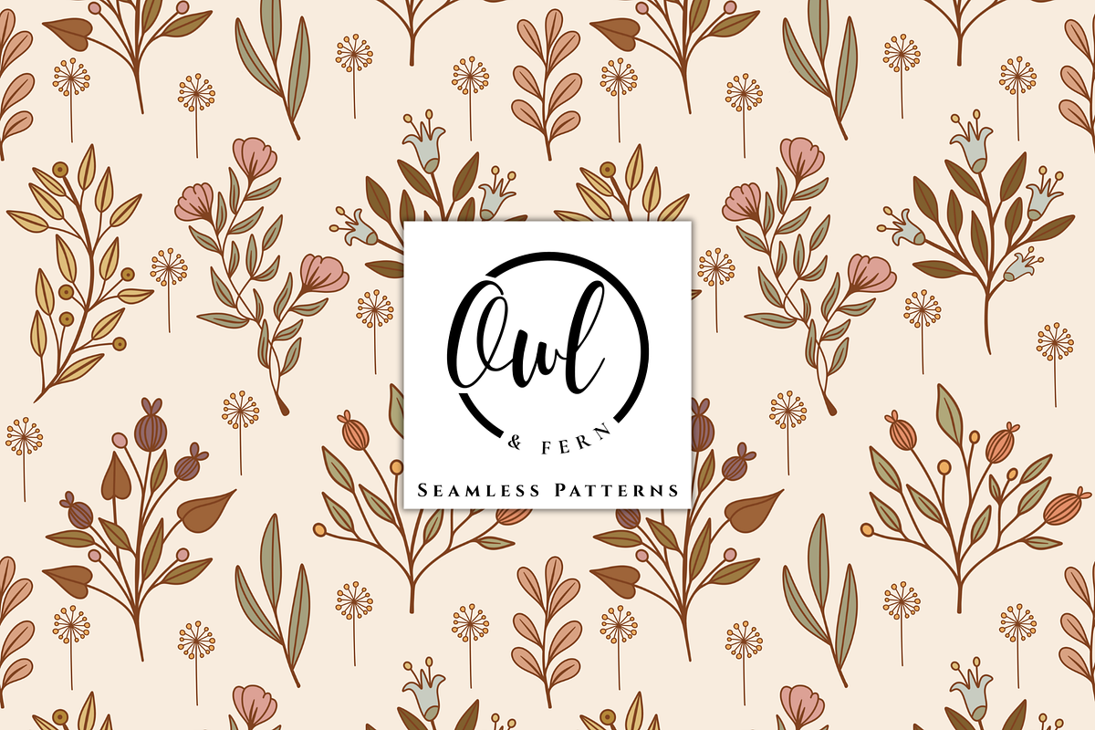 Rustic Blooms Seamless Pattern, a Pattern Graphic by OwlAndFern (Photo 1 of 14)