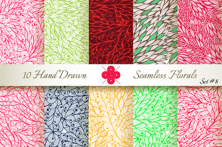 10 Ornate Seamless Florals. Set #8