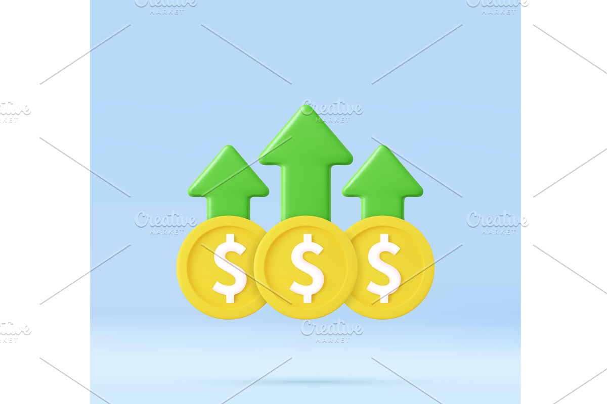 3d Financial growth with multiple, a Finance Illustration by ModVector