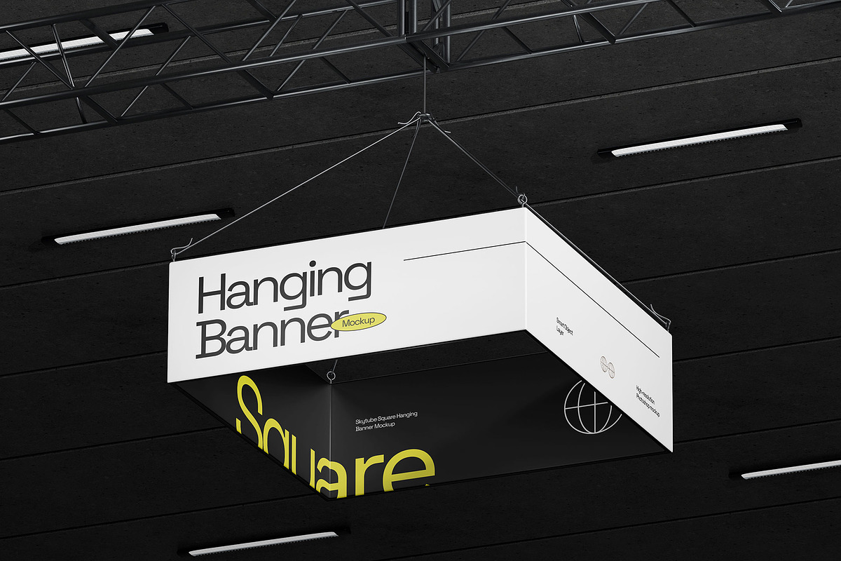 Square Hanging Banner Mockup, a Product Mockup by fakhroo (Photo 2 of 3)