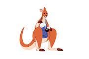 Cute kangaroo set + seamless pattern, an Animal Illustration by PaperTrident (Thumbnail 4 of 15)