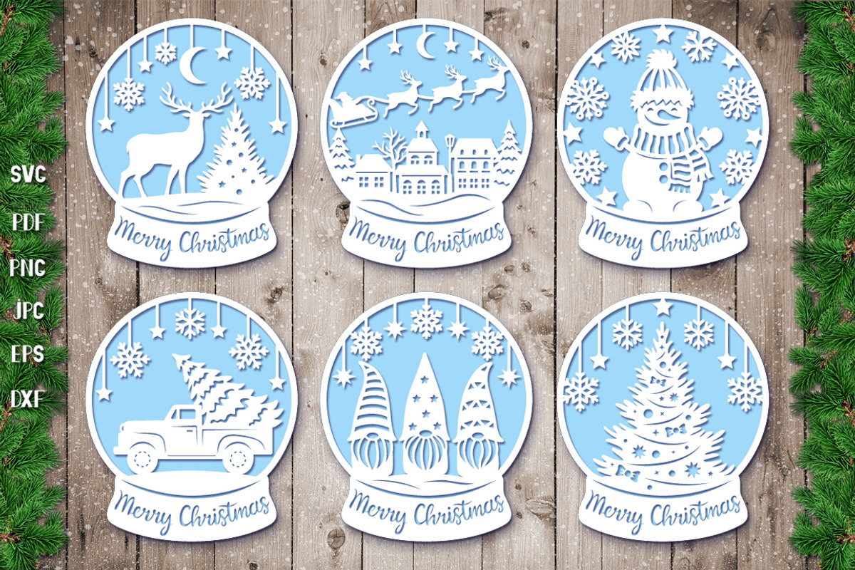 Snow Globe Papercut Bundle SVG, a Graphic by Digital_Craftyfox (Photo 1 of 15)