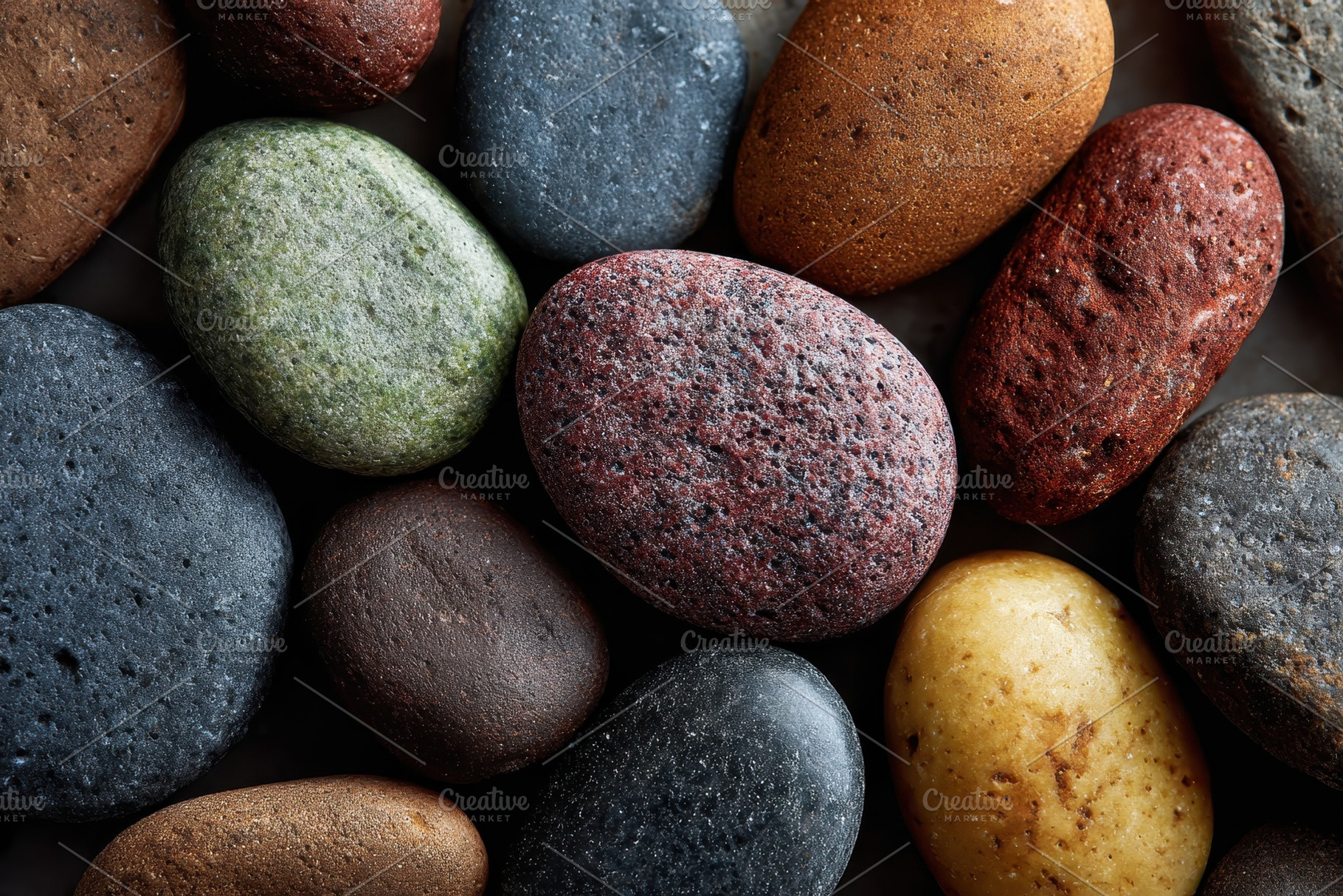 Different types of stones gathered, a Photo by Pavel_design