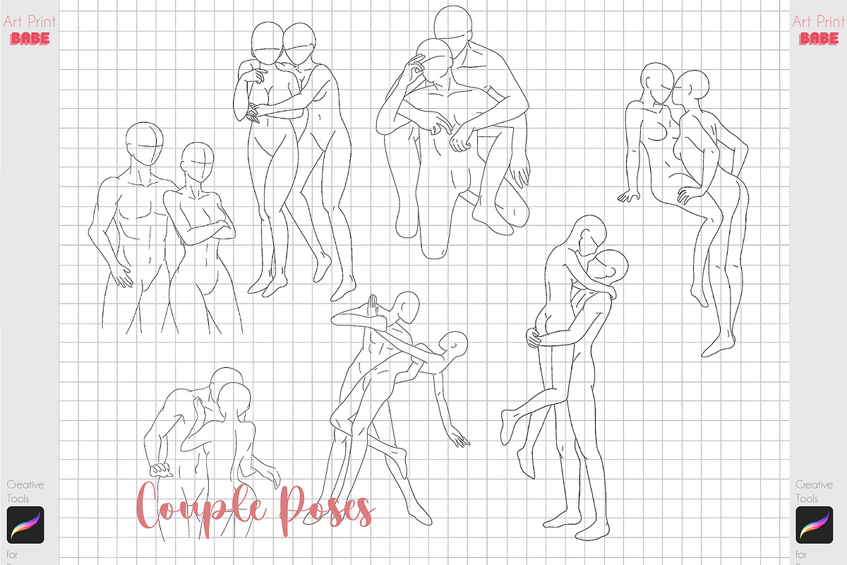 Procreate Pose Anime Body Brush Pack, a Brush Add-On by ArtPrintBabe (Photo 7 of 12)