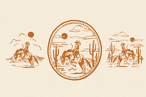 Western Cowboy Bucking Bronc Graphic