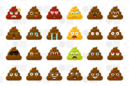 24 Poop Emoticons, an Emoji Icon by barsrsind