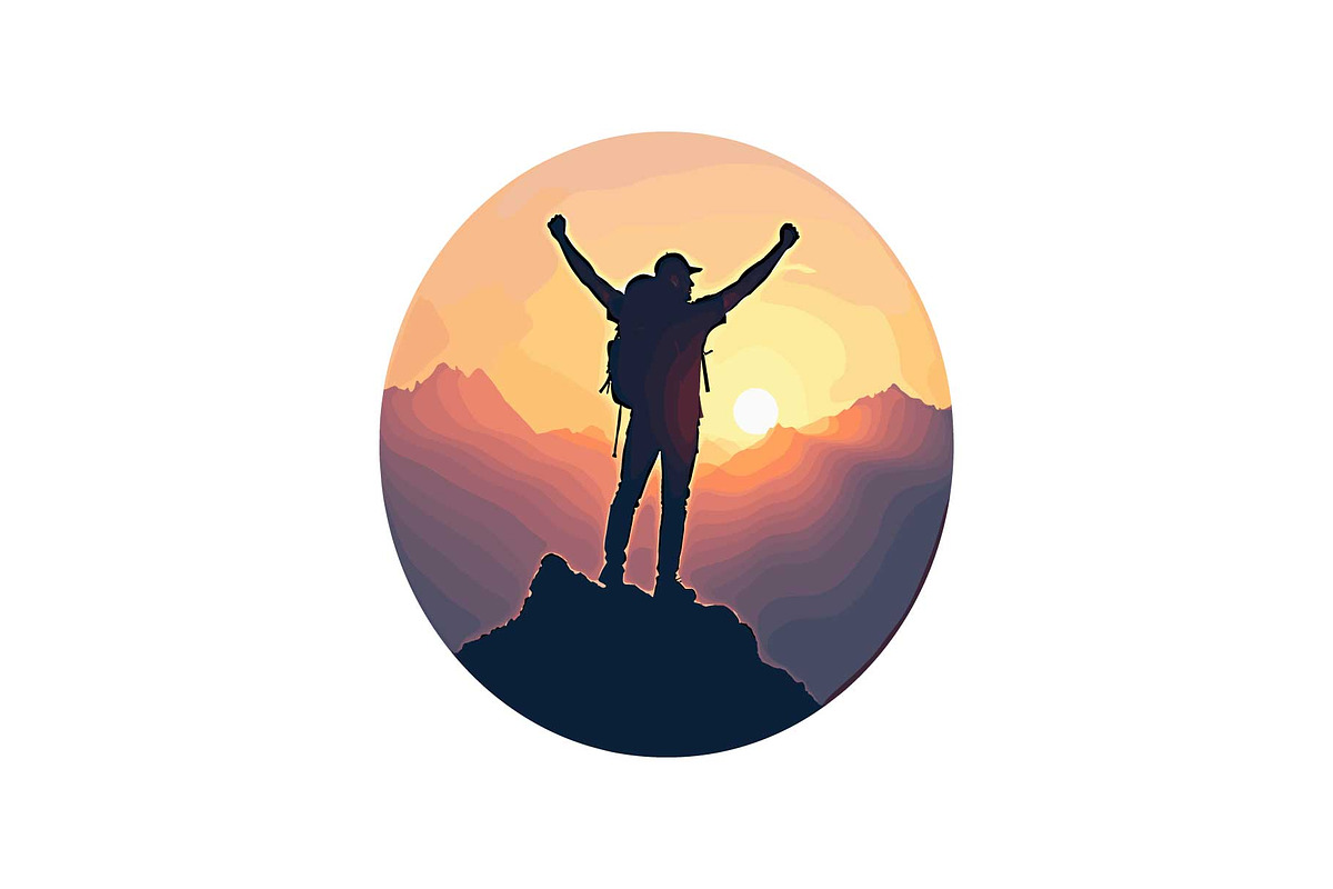 Sunset Hiking Silhouette  Bundle, an Object Graphic by yasushie (Photo 3 of 16)