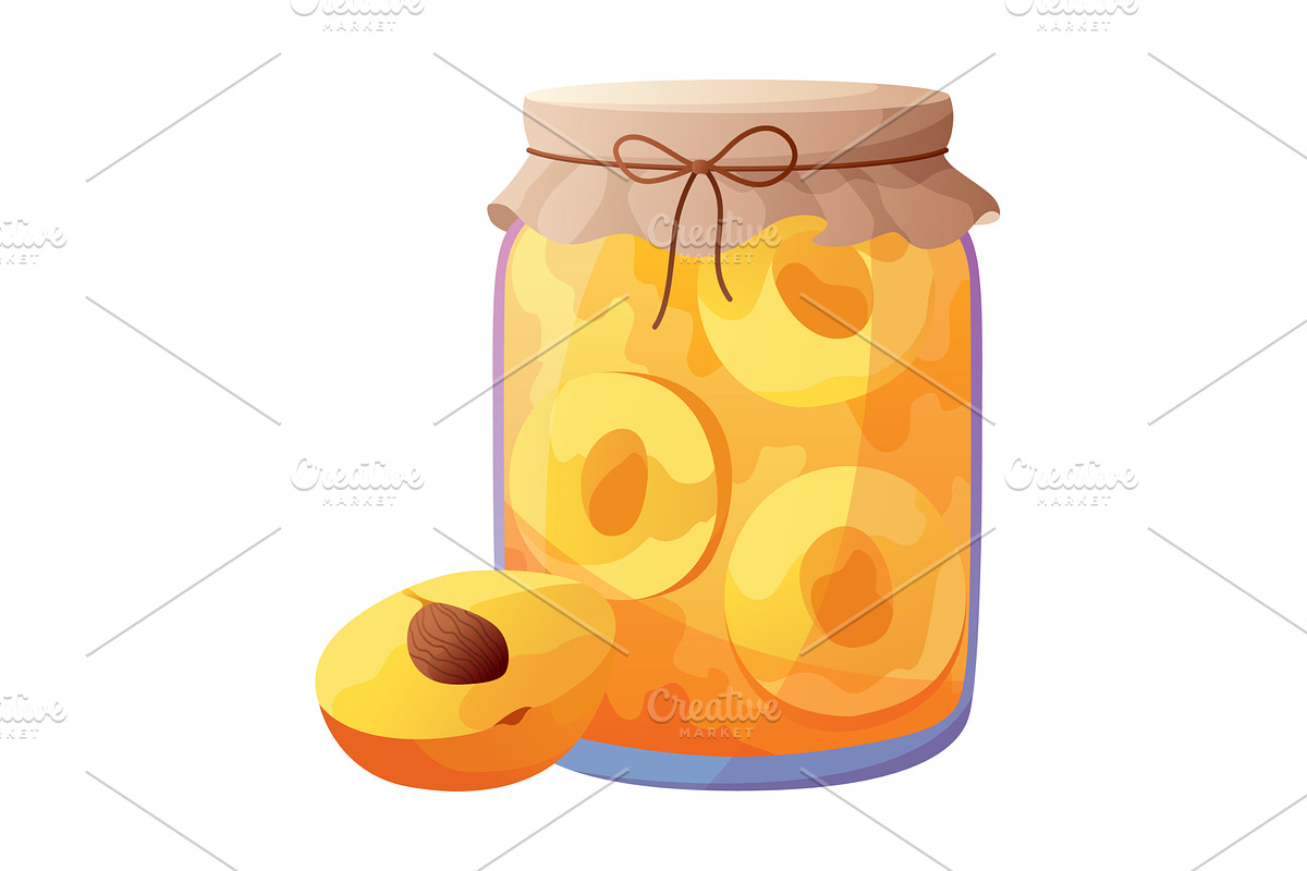 Jam jar with slice of apricot, a Food Illustration by the8monkey