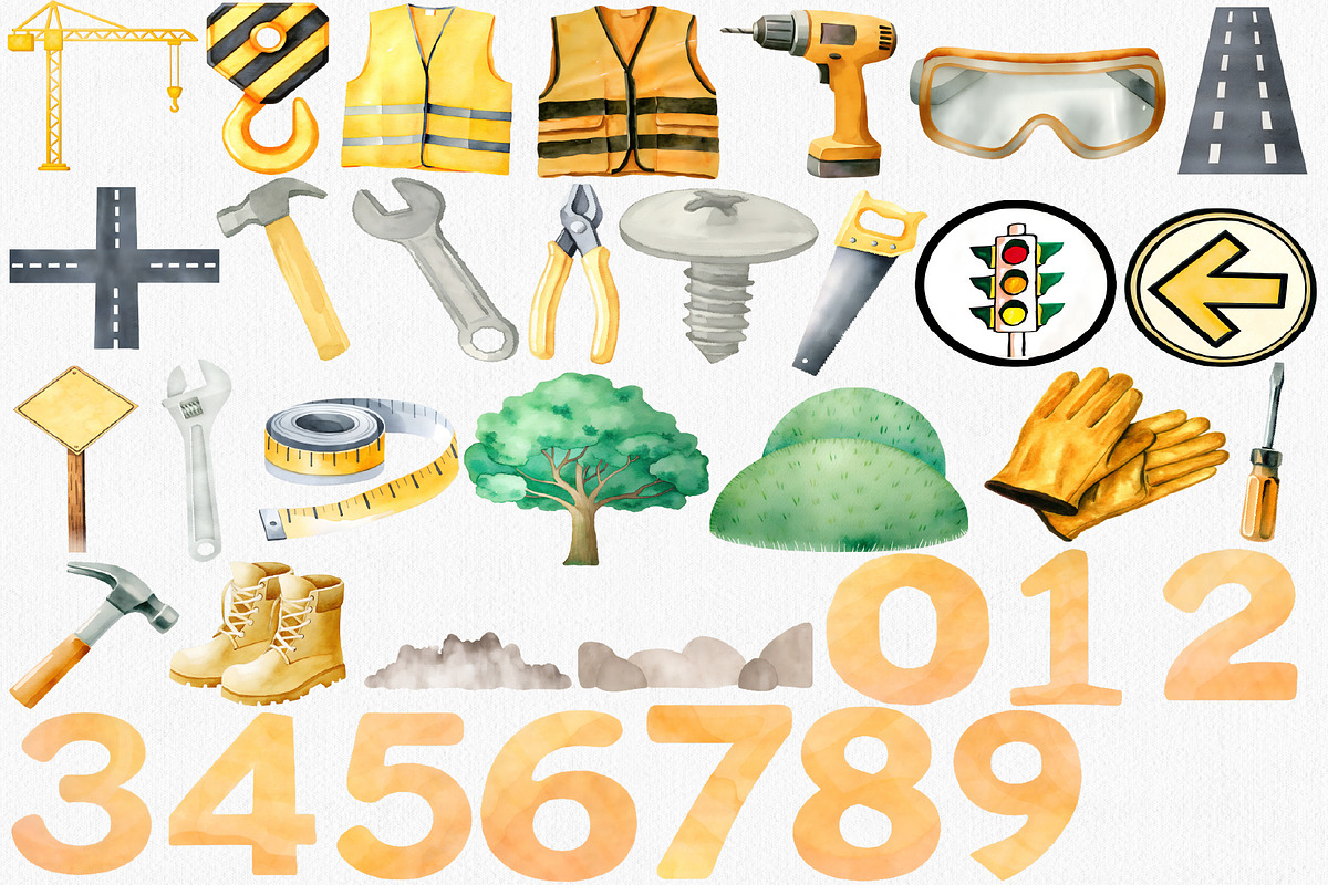Watercolor Construction Clipart Set, an Illustration by CropUp Creative (Photo 3 of 6)