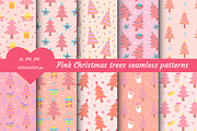 Pink Christmas tree seamless pattern, a Pattern Graphic by JulyGart (Thumbnail 1 of 5)