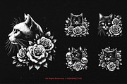 10 Bundle Dark Art Cat Floral Rose, an Illustration by Morspective (Thumbnail 5 of 7)