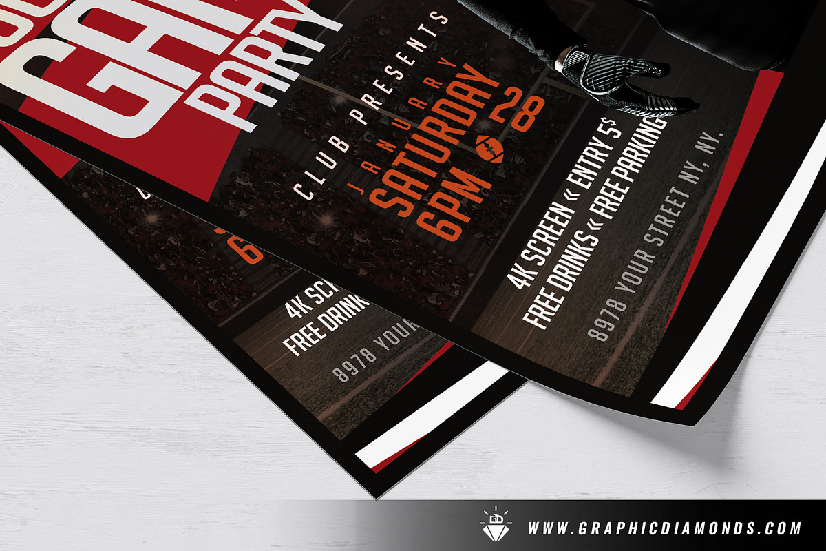 American Football Party Flyer, a Flyer Template by GraphicDiamonds (Photo 3 of 6)