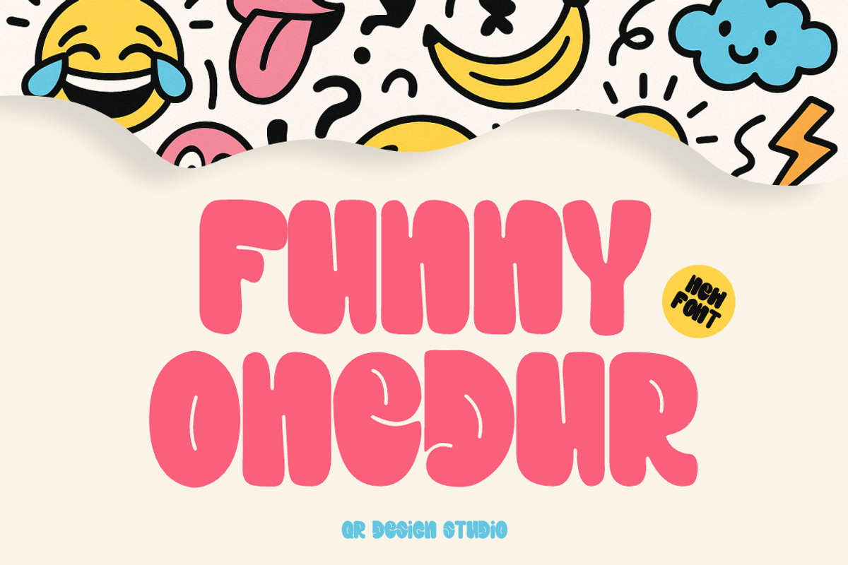 Funny Onedur - Groovy Font, a Sans Serif Font by QR Design Studio (Photo 1 of 6)