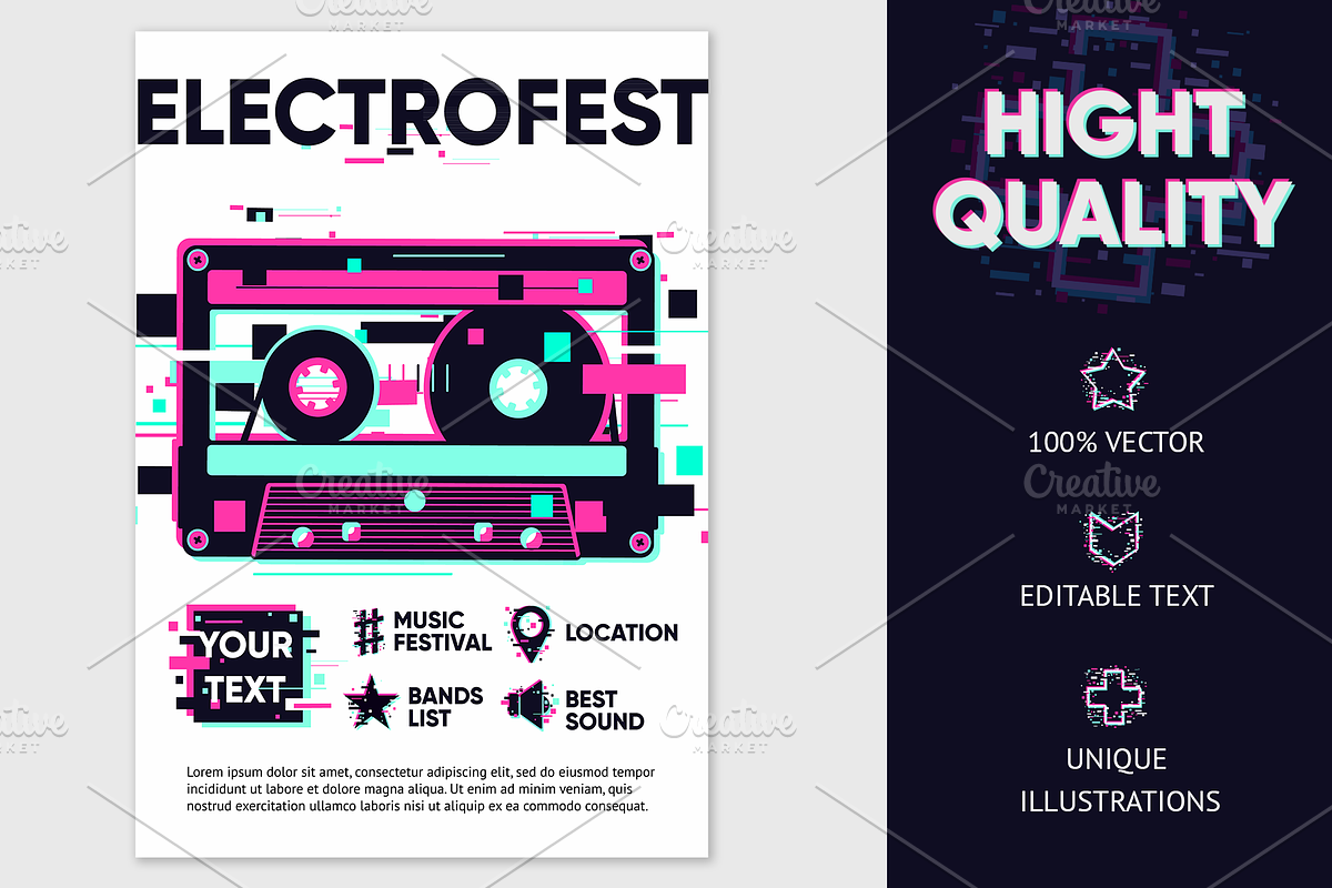 Glitch Music Posters, an Object Illustration by ne2pi (Photo 2 of 5)