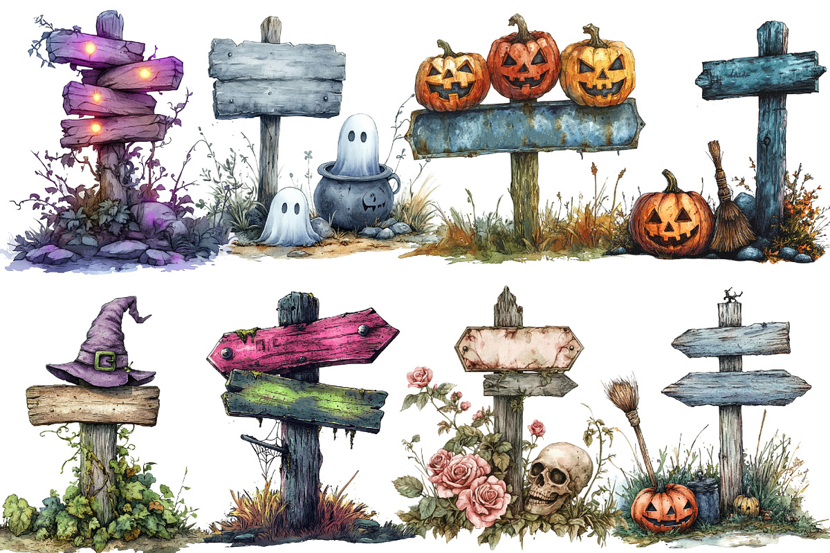Haunted Signpost Clipart, an Illustration by Designworld (Photo 4 of 6)