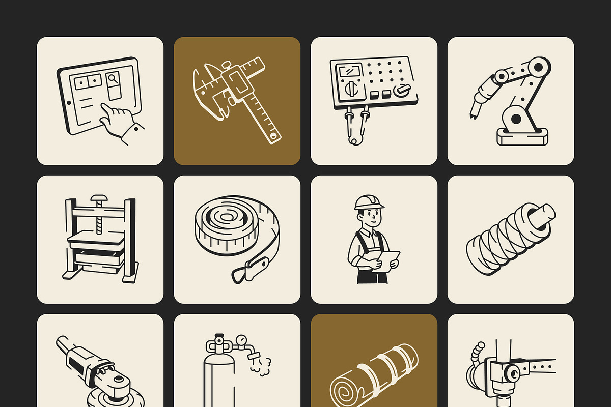 Manufacturing Doodle Icon, an Outline Icon by Vectors Market (Photo 8 of 8)