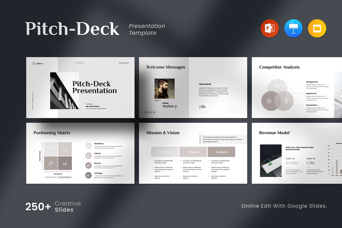 Pitch Deck PowerPoint Template, a Presentation Template by CreativeSlides (Photo 1 of 30)
