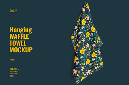 Hanging Waffle Towel Mockup, a Product Mockup by Designertale