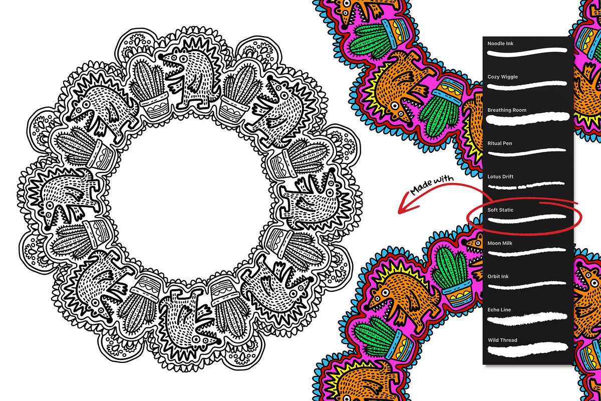 Wandering Mandala Procreate Inkers, a Brush Add-On by Heather Green Designs (Photo 8 of 13)