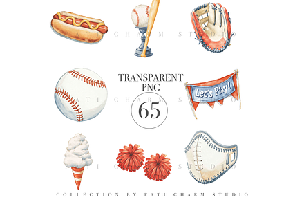 65 Baseball Clipart Bundle, a Sport Illustration by Pati Charm Studio