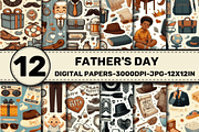 Fathers Day Pattern Digital Papers, a Pattern Graphic by Dizzy Art Studio (Thumbnail 1 of 3)