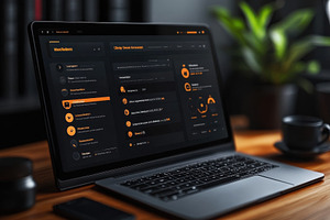 Dark themed laptop setup showcases p, a Photo by Tanuart