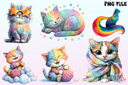 Adorable Rainbow Cute Cat Clipart, a Graphic by CitraGraphics (Thumbnail 3 of 4)
