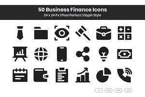 50 Business Finance - Glyph, a Solid Icon by Kmg Design