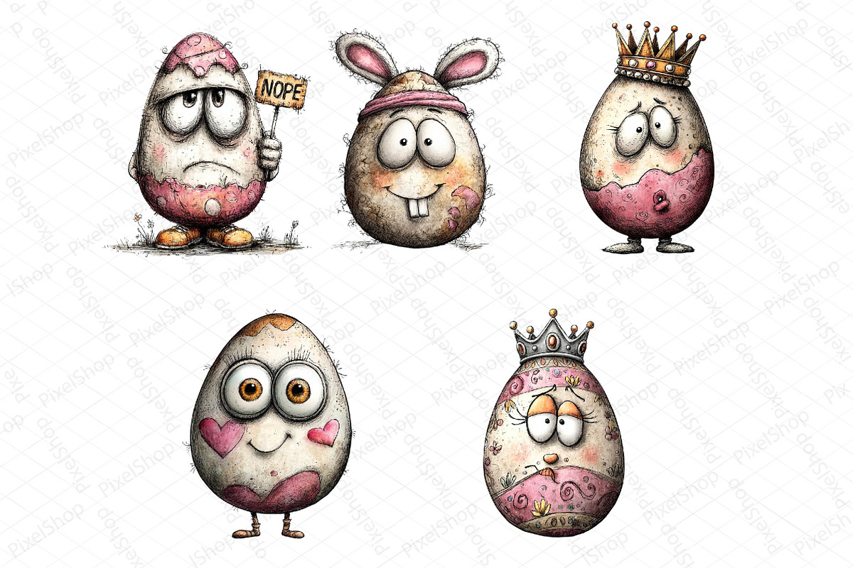 Funny Eggs Easter Clipart, an Illustration by DreamPrint404 (Photo 4 of 6)