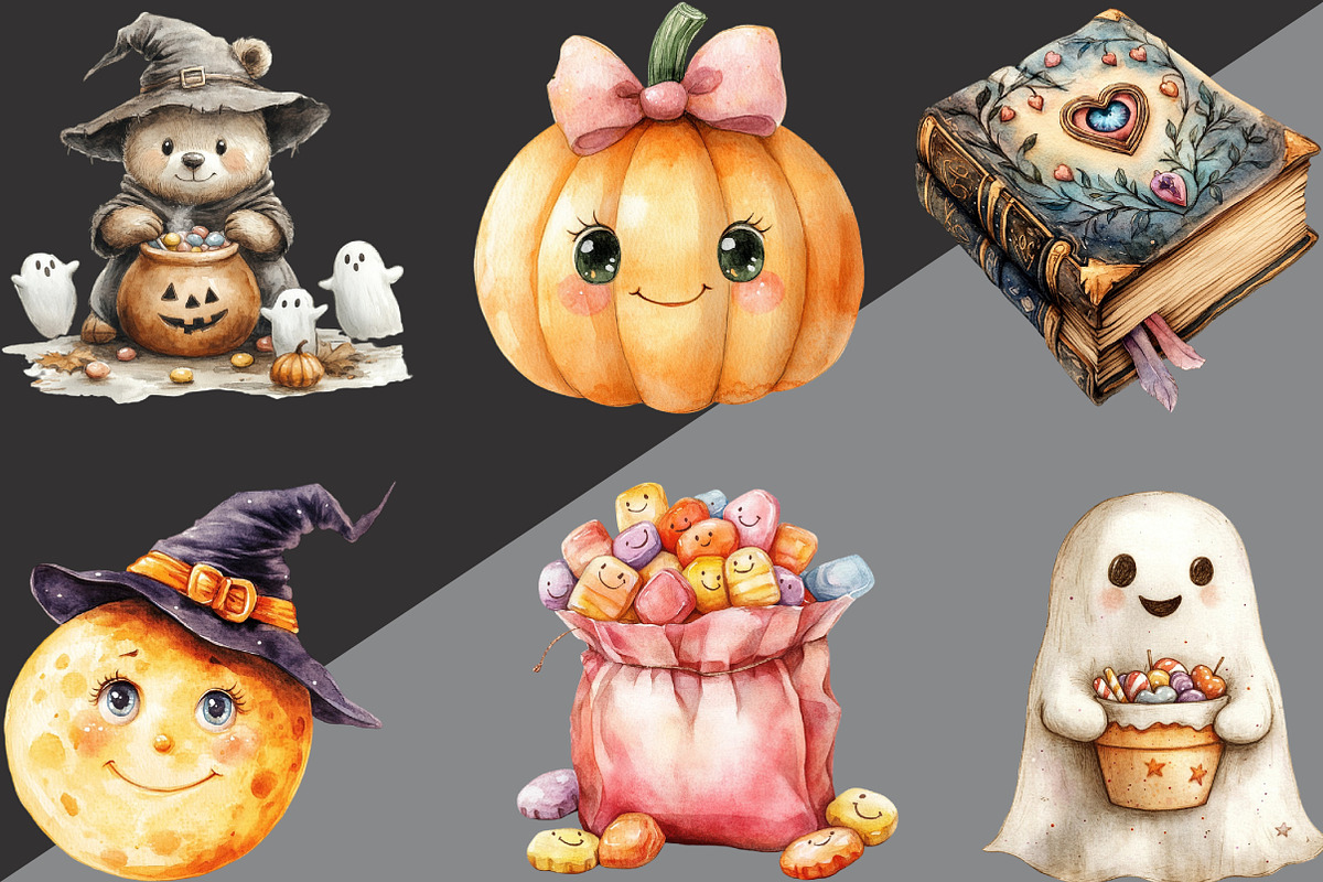 Cute Halloween Sublimation Clipart, an Illustration by Black Bird Studio (Photo 2 of 6)